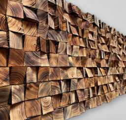 Handmade Wood Wall Art - Geometric Sound Diffuser Reclaimed Sculpture - thumbnail 1