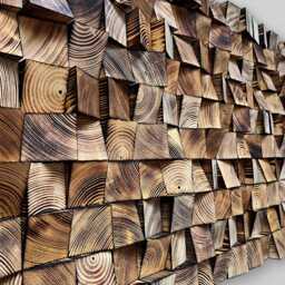 Handmade Wood Wall Art - Geometric Sound Diffuser Reclaimed Sculpture - thumbnail 2