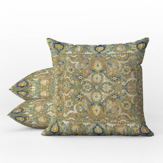 Weatherproof Outdoor Pillows - Showerproof Garden Cushions Polonaise Oriental Turkish Sage Green Gold Decorative Waterproof - image 1