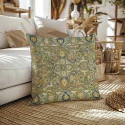 Weatherproof Outdoor Pillows - Showerproof Garden Cushions Polonaise Oriental Turkish Sage Green Gold Decorative Waterproof - thumbnail 2