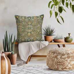 Weatherproof Outdoor Pillows - Showerproof Garden Cushions Polonaise Oriental Turkish Sage Green Gold Decorative Waterproof - thumbnail 3