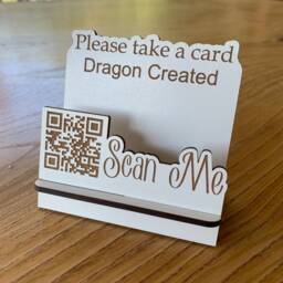 Custom Qr Code Business Card Holder Engraved Wooden Display, Craft Fair, Desk - thumbnail 3