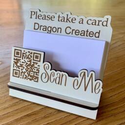 Custom Qr Code Business Card Holder Engraved Wooden Display, Craft Fair, Desk - thumbnail 2