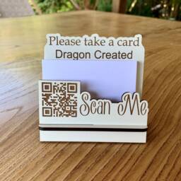 Custom Qr Code Business Card Holder Engraved Wooden Display, Craft Fair, Desk - thumbnail 4