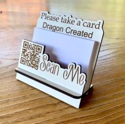 Custom Qr Code Business Card Holder Engraved Wooden Display, Craft Fair, Desk