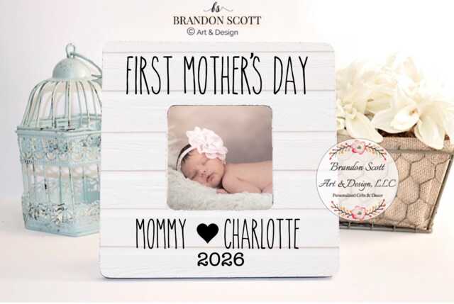 First Mothers Day Gift Picture Frame Personalized For New Mom, 2026 Mother's Day, Frame, Gift - image 1