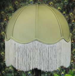 Handmade Cream & Sage Green Dome Lampshade With Fringe - thumbnail 1