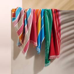 Personalized Striped Beach Towel, 100% Recycled Turkish Towel - 40x70 - thumbnail 4