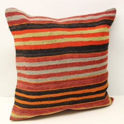 Handmade Kilim Pillow Cover 20x20, Turkish Wool Cushion - thumbnail 2