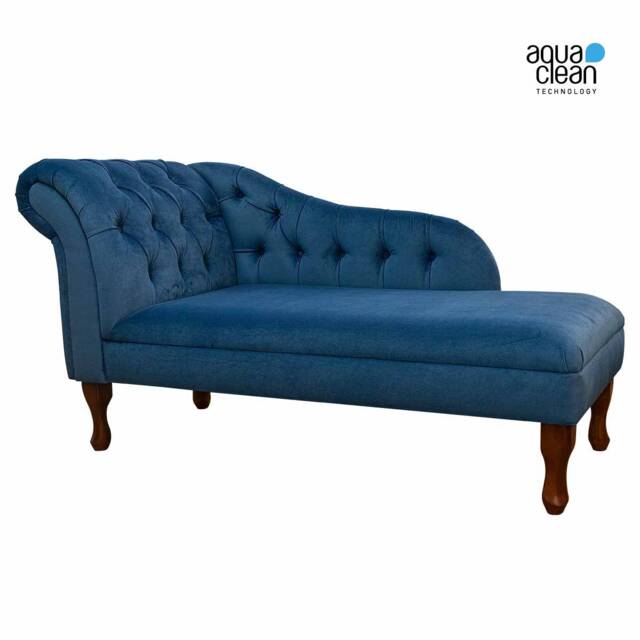Handmade Chesterfield Chaise Longue Aqua Velvet Buttoned Daybed - image 1