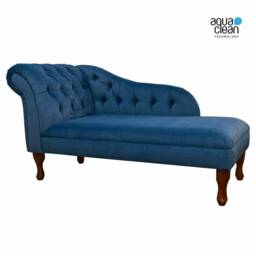 Handmade Chesterfield Chaise Longue Aqua Velvet Buttoned Daybed - thumbnail 1