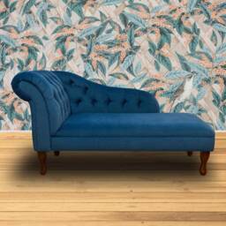 Handmade Chesterfield Chaise Longue Aqua Velvet Buttoned Daybed - thumbnail 3