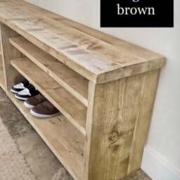 Rustic Solid Pine Shoe Rack Extra Deep Entryway Storage - thumbnail 4