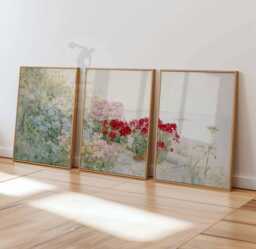Impressionist Floral Garden Art Prints, Botanical Wall Decor Set Of 3 - thumbnail 1