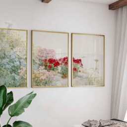 Impressionist Floral Garden Art Prints, Botanical Wall Decor Set Of 3 - thumbnail 2