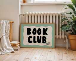 Book Club Print, Retro Typography Poster For Nook, Bookish Wall Decor, Unframed - thumbnail 1
