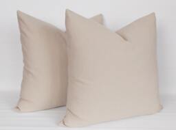 Set Of 2 Beige Cotton Canvas Pillow Covers Decorative Throw Pillows - thumbnail 1
