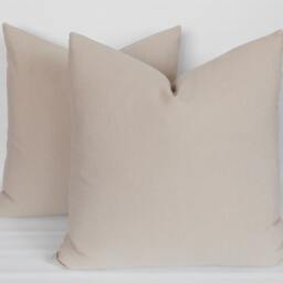 Set Of 2 Beige Cotton Canvas Pillow Covers Decorative Throw Pillows - thumbnail 2
