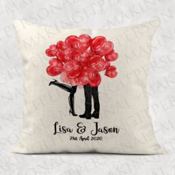Personalised Valentines Day Mr & Mrs Cushion, Boyfriend/Girlfriend Linen Style Pillow Cover Keepsake Husband/Wife/Heart/Love/Valentines Gift - thumbnail 3