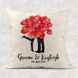 Personalised Valentines Day Mr & Mrs Cushion, Boyfriend/Girlfriend Linen Style Pillow Cover Keepsake Husband/Wife/Heart/Love/Valentines Gift - thumbnail 2