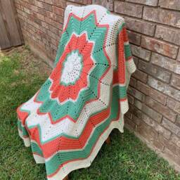Hand Crocheted Ripple 12 Star Blanket - thumbnail 4