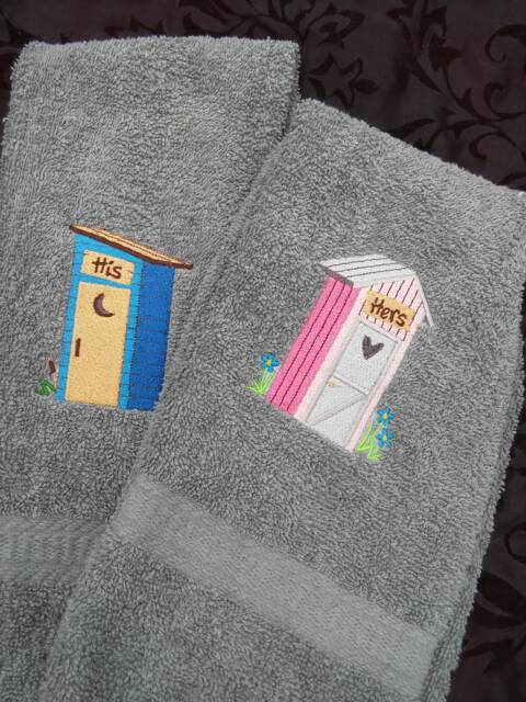 His & Hers Outhouse Hand Towel Set - image 1