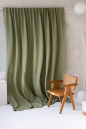 Extra Wide 274cm/107Inches Linen Curtains. Olive Green Color Long Drapery. Large Curtains in Various Colors. Custom Size Linen