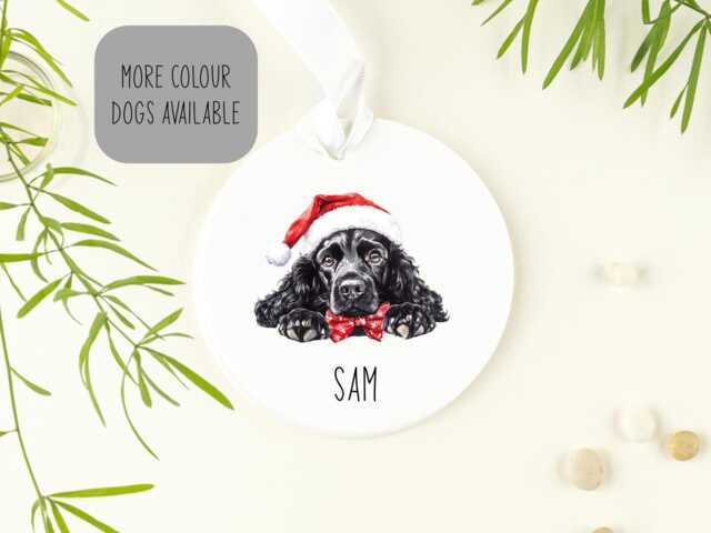 Personalised Cocker Spaniel Ceramic Ornament, , Christmas Tree Decoration, Bauble, Perfect Gift For The Tree - image 1
