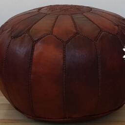 Pair X 2 Premium Handmade Moroccan Leather Pouf Ottoman Brown/Brown, 21 - thumbnail 3