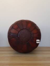 Pair X 2 Premium Handmade Moroccan Leather Pouf Ottoman Brown/Brown, 21