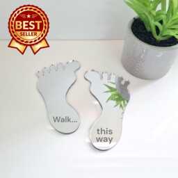 Acrylic Mirror Feet Wall Art Personalized Engraving Available - thumbnail 1