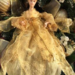 Christmas Wreath Holiday Front Door Decoration Pine Angel Gold White Burgundy Floral Ornaments Ribbons - thumbnail 2