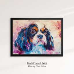 King Charles Spaniel Abstract Oil Painting Framed Print & Canvas Large Sizes Luxury Wall Art Poster Pet Home Decor Interior Dog Gift - thumbnail 2