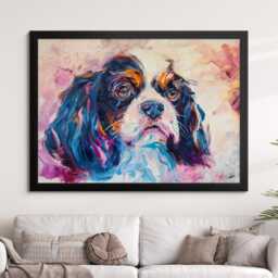 King Charles Spaniel Abstract Oil Painting Framed Print & Canvas Large Sizes Luxury Wall Art Poster Pet Home Decor Interior Dog Gift - thumbnail 4