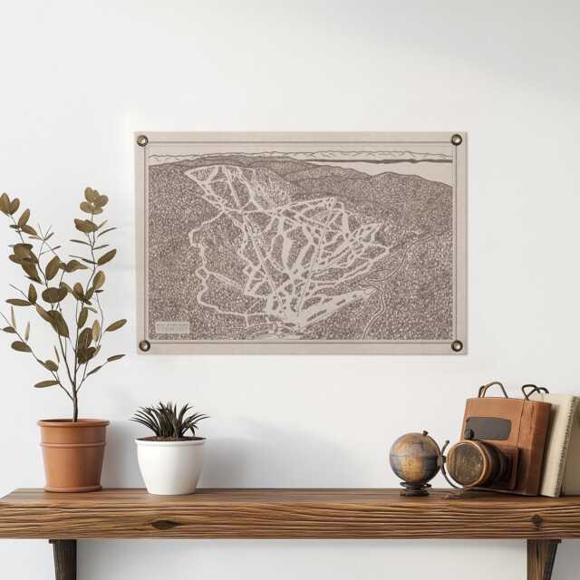 Mad River Glen Vermont Mountain Map Felt Poster Banner - Vintage Ski Snowboard Mountain Wall Art Gift. Flag Pennant Home Decor. Usa Handmade - image 1