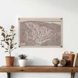 Mad River Glen Vermont Mountain Map Felt Poster Banner - Vintage Ski Snowboard Mountain Wall Art Gift. Flag Pennant Home Decor. Usa Handmade - thumbnail 1