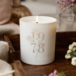 Personalised Floral Birthday Candle - Engraved Scented Gift - thumbnail 2