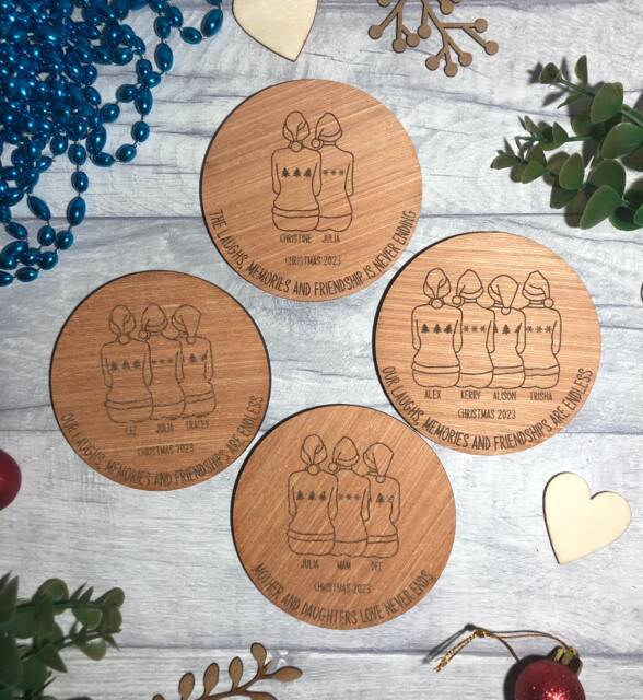 Personalized Laser Engraved Wooden Christmas Bauble - Gift For Friend - image 1
