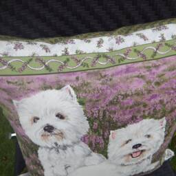Westie Dog Cotton Cushion Floral Accent - thumbnail 3