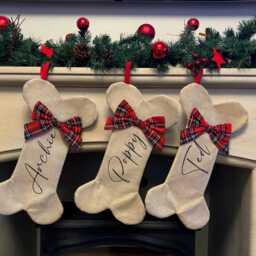 Personalised Christmas Pet Stocking - Eve Dog Cat Hessian Matching Family Stockings Stocking Tartan Red - thumbnail 2