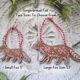 Gingerbread Fox Wooden Decoration/Christmas Tree Ornament Winter Gift Holiday Stocking Filler - thumbnail 2