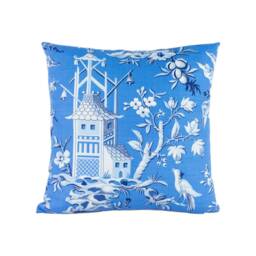 Thibaut - Pagoda Garden Blue Antique Far East Chinoiserie Designer Cushion Cover Luxury Throw Pillow Handmade Home Decor - thumbnail 2