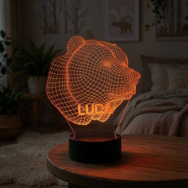 Personalised Bear Night Light Led Animal Light Stand - image 1