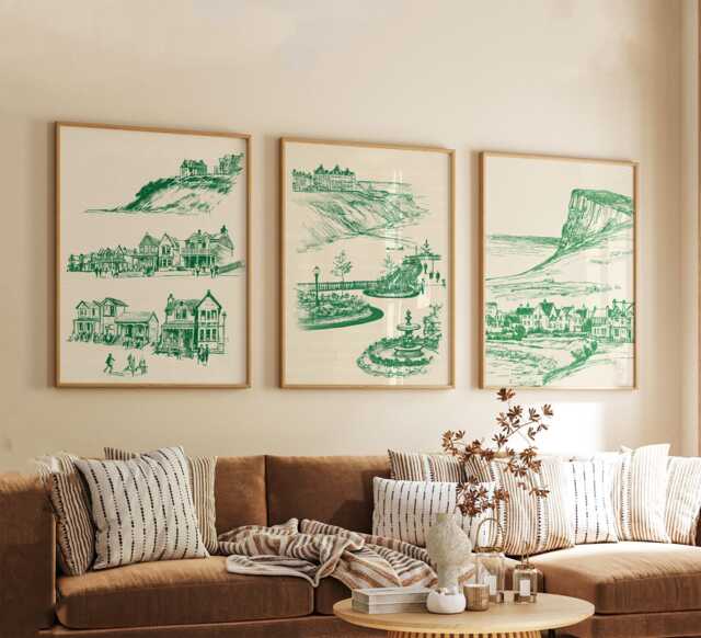 Set Of 3 Saltburn-By-The-Sea Posters, UK Coastal Wall Art, Seaside Print Set, Beach Decor, Modern Travel Artwork, British Style - image 1