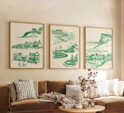 Set Of 3 Saltburn-By-The-Sea Posters, UK Coastal Wall Art, Seaside Print Set, Beach Decor, Modern Travel Artwork, British Style - thumbnail 1