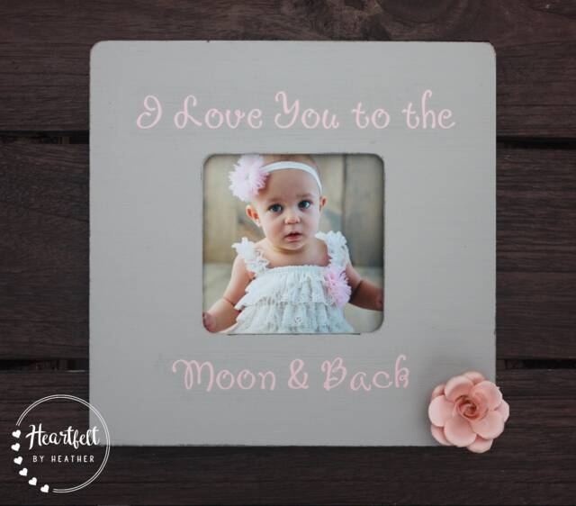 I Love You To The Moon & Back Picture Frame - Personalized Baby Girl Gift - image 1