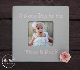 I Love You To The Moon & Back Picture Frame - Personalized Baby Girl Gift - thumbnail 1