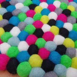 Handmade Felt Ball Rug Colorful Pom Nursery Decor - thumbnail 2