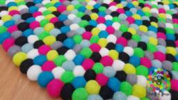 Handmade Felt Ball Rug Colorful Pom Nursery Decor - thumbnail 1