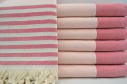 "Red & Powder Pink Towel, Bohemian Towel, Handmade Towel, Sauna Towel, Beach Towel, Pool Towel, Turkish Towel, 40""x70"